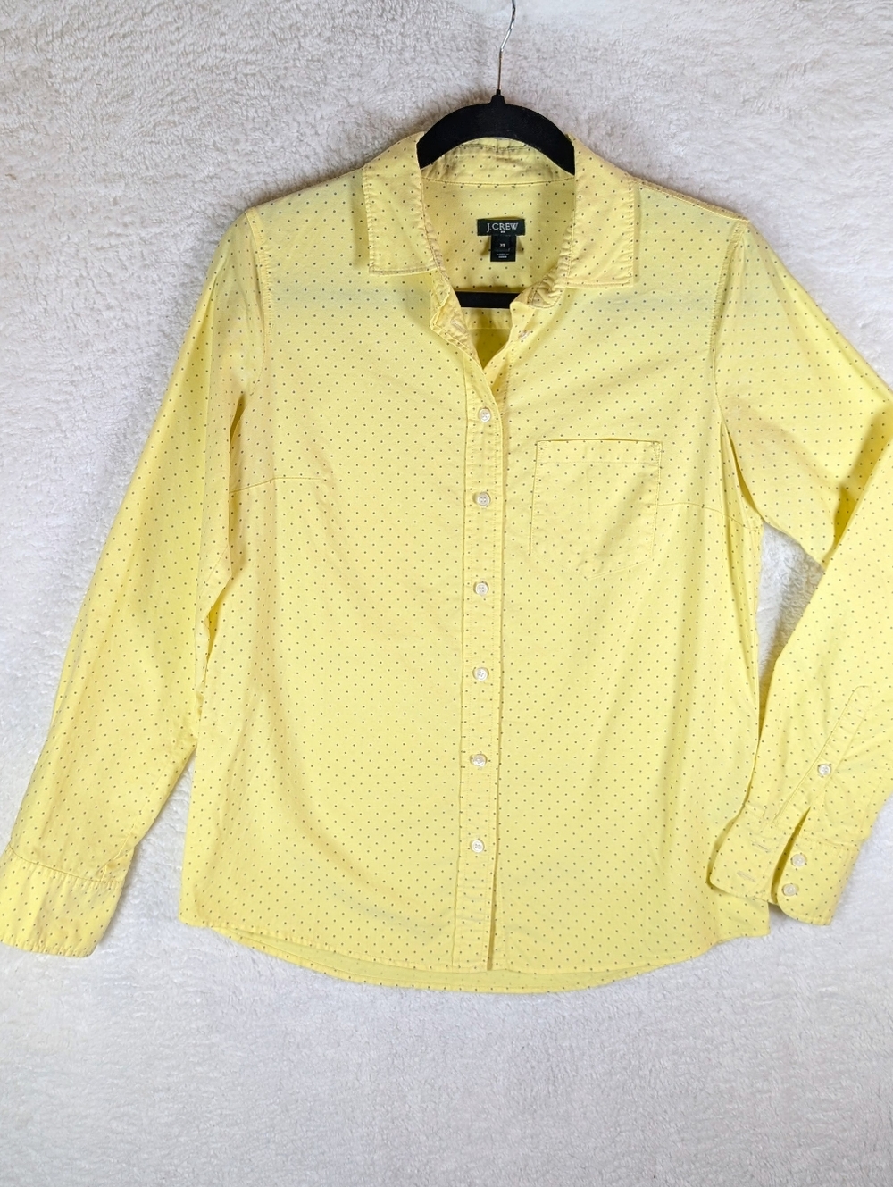 547-J. Crew Yellow‎ Dot-Print Long-Sleeve Button-Down Shirt